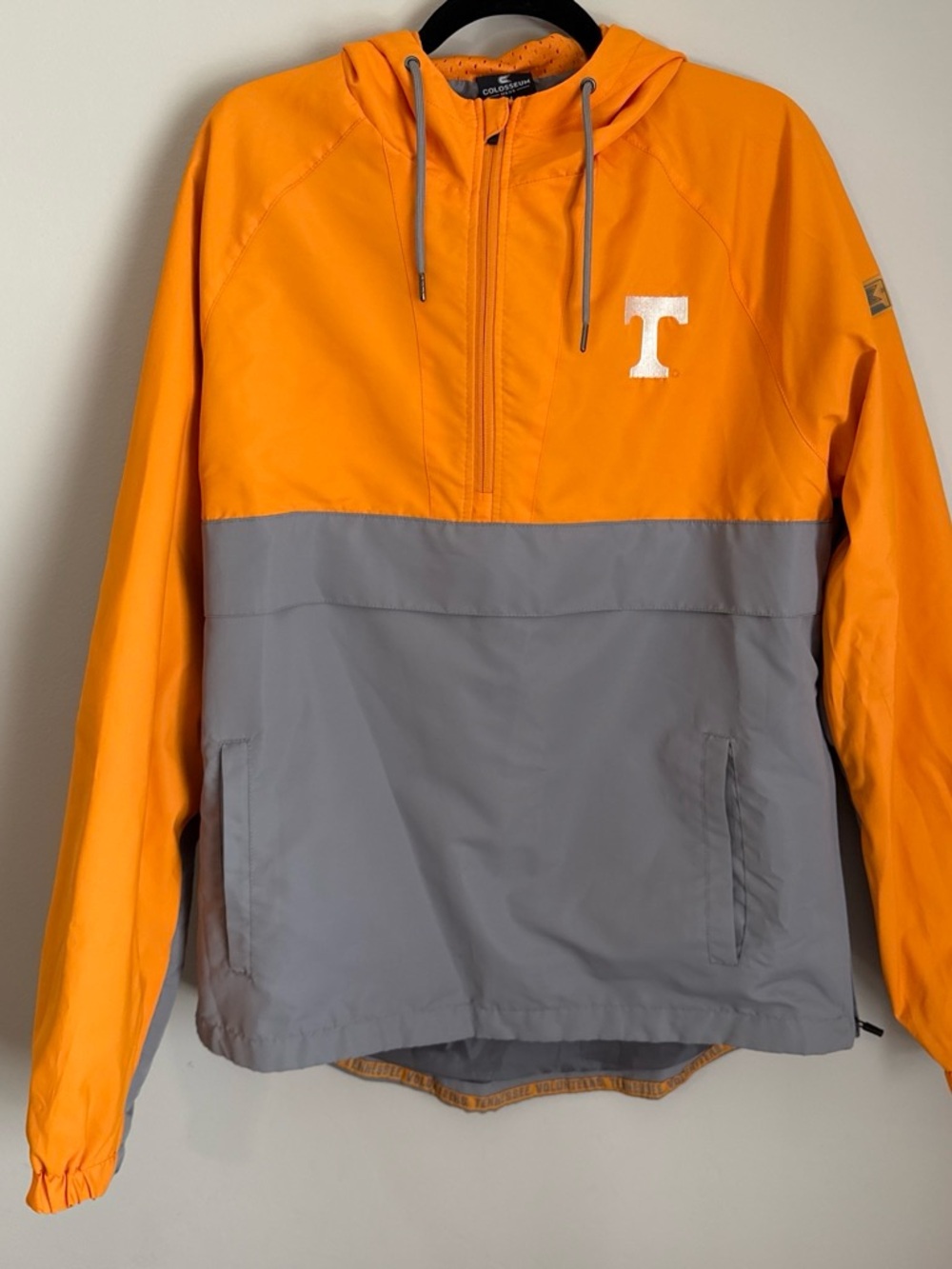 Colosseum Orange and Gray Pullover Windbreaker with Hood